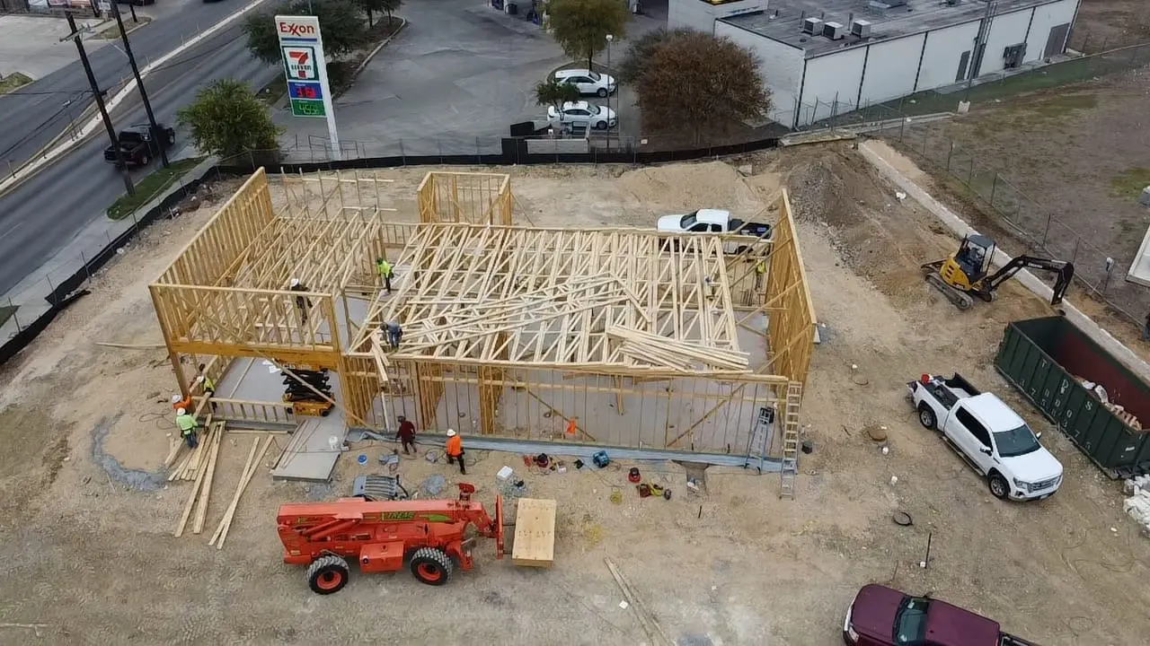 Commercial building wood frame structure in Austin, TX